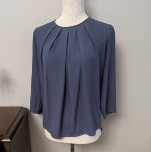 Ann Taylor pleated front career top dusty blue